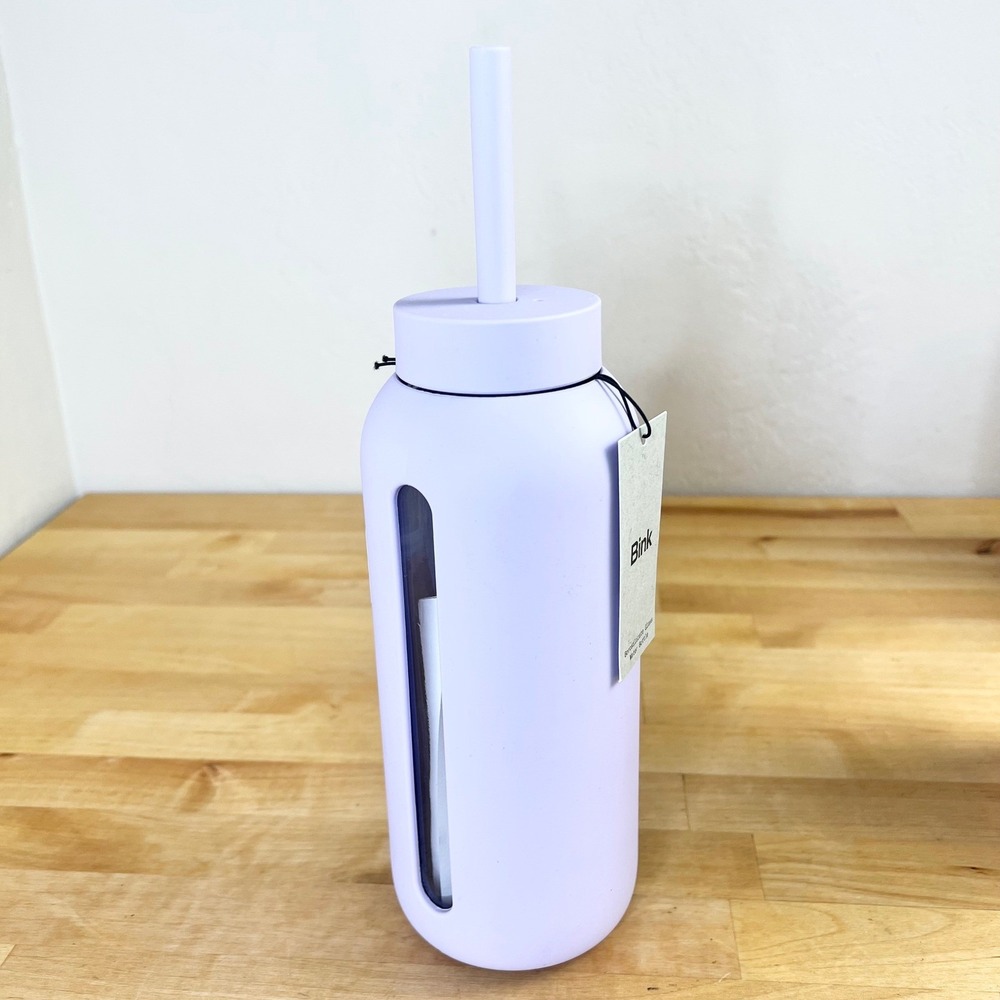 Bink Water Bottle Big Bottle 36oz Fog Purple Borosilicate Glass Straw Top New